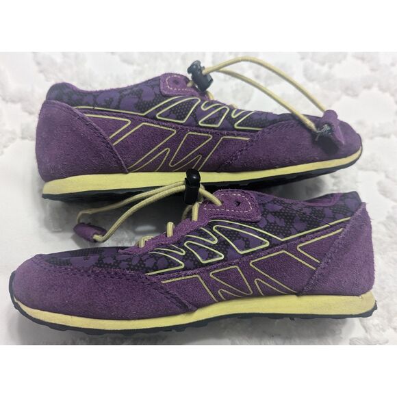 🥾 The North Face Girls Suede Trail Shoes Purple/Yellow Size 12 - Picture 3 of 10